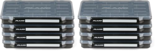 Image of Plano StowAway Stow Tackle Box, with Corrosion-Preventive Rustricor, Single Latch Design, Transparent DuraView Lid, Stackable Storage for Fishing Bait, Lures and Gear, 3700 (Pack of 8)