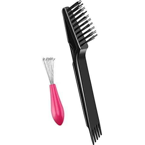 Boao 2 Pieces Hair Brush Cleaning Tool Comb Cleaning Brush Comb Cleaner Brush Hair Brush Cleaner Mini Hair Brush Remover for Removing Hair Dust Home and Salon Use (Pink and Black) Cover