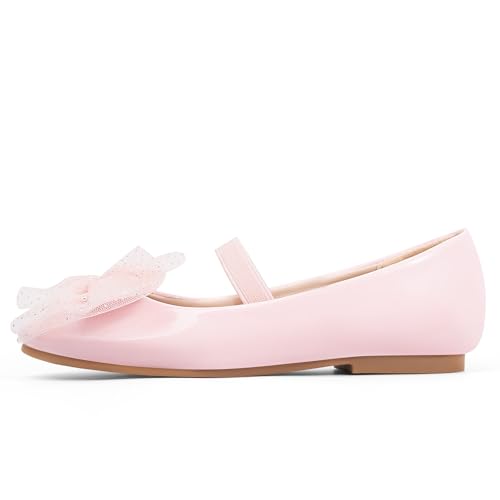 MUSSHOE Toddler Girl Dress Shoes: Flower Girl Shoes - Elastic Strap Flora Mary Jane Ballet Flats for Little Girls 1-8 Years Formal Dressy Party Wedding2