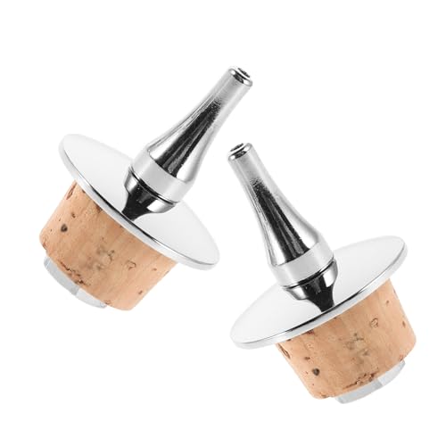 FELTECHELECTR 2piezas Tapones de Corcho para Botellas de Boca Ancha Dispensadores de Madera para Vino Licores y Aceites Selladores Herméticos y Vertedores Antidesperdicio Paquete