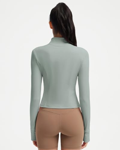 Image of SUUKSESS Women Golden Full Zip Up Workout Cropped Jackets Lightweight Athletic Yoga Tops