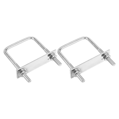 Image of DTGN M8x60x90mm U Bolts Square Kit - 2Set - 304 Stainless Steel U-Bolt Kit with Nuts, Washers, Frame Plate - Good for Pipe, Trailer, Automotive, Leaf Spring Fastener