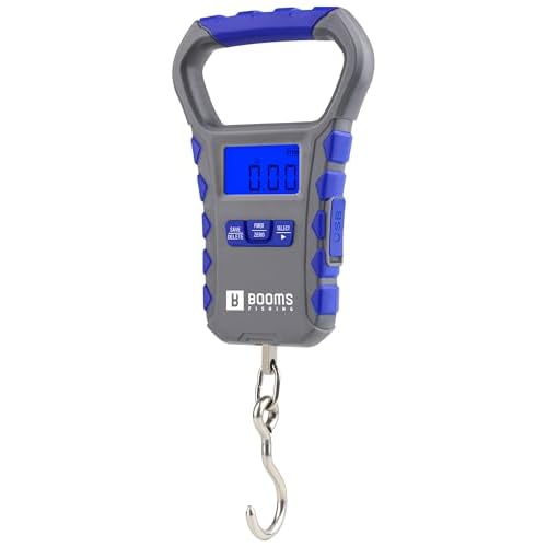 Booms Fishing Digital Fish Scale: USB Charging Fish Weigher 65lb Capacity - Waterproof Luggage Scale, LCD Display, Ergonomic Handle, Potrable Multi-use Fishing Accessories, Gray&Blue, XW50
