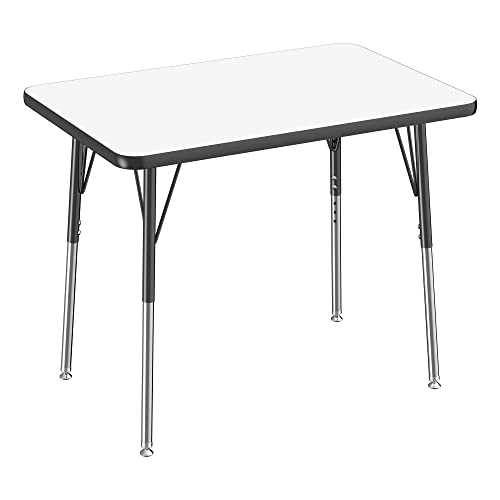 Image of Learniture Adjustable Height Dry-Erase Classroom Activity Table for School and Home, Rectangular Activity Table with Whiteboard Top, 24 inch D x 36 inch W x 30 inch H, White