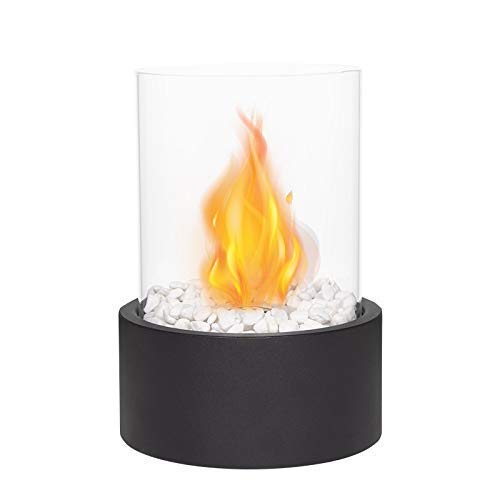 JHY Design Tabletop Fire Bowl Pot Indoor/Outdoor Portable Tabletop Fireplaceâ€“Clean-Burning Bio Ethanol Ventless Fireplace (Extra Large Black)