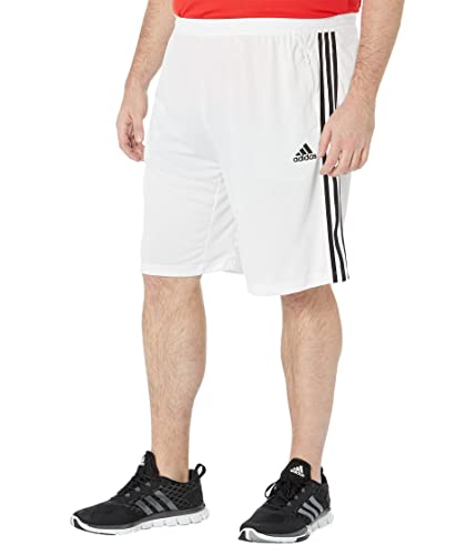 Short adidas Designed to Move avec trois bandes noires latérales coupe longue blanche