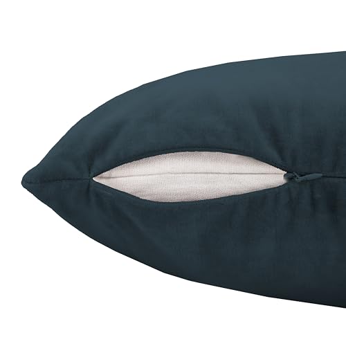 Image of R home Velvet Cushion Cover | Pack of 2 | for Sofa, Bed, Car, Living Room & Chair | Decorative Throw Reversible Cushion Covers (2, Navy Blue, 18 X 18 INCH)