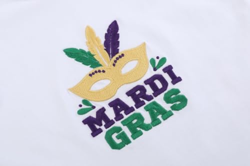 Baby Girls White Mardi Gras Applique Ruffle Shirt4