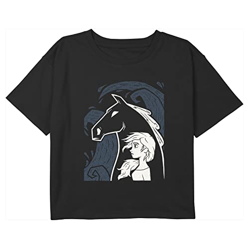 Disney Girls' Elsa Linocut Boxy Crop Tee