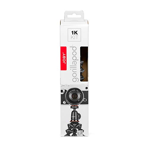 JOBY JB01503-BWW GorillaPod 1K Kit, Flexible Compact Tripod with BallHead for Enhanced Compact and CSC/Mirrorless Camera Up to 1 kg Payload, Black