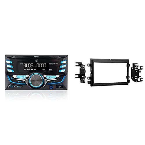 Jensen Mpr420 7 Character Lcd Double Din Car Stereo Receiver | Push To Talk Assistant & Charging | Not A Cd Player & Metra 95-5812 Double Din Installation Kit For Select 2004-Up Ford Vehicles -Black #TOP12