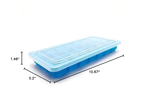Bandeja de hielo flexible de silicona 21 cavidades con tapa azul miniatura 6