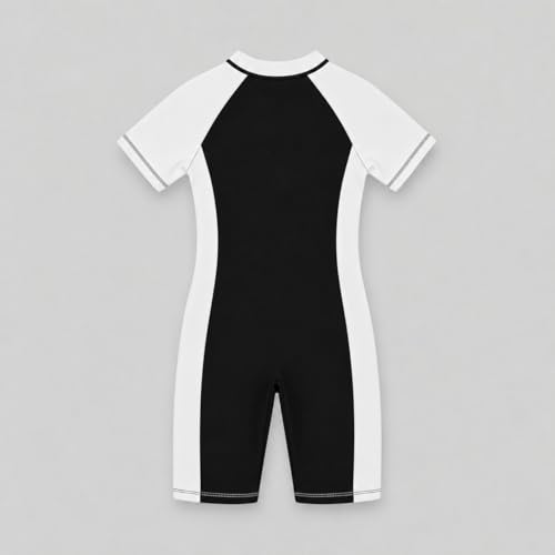 Image of A.T.U.N. (ALL THINGS UBER NICE) Girls One Piece Swimsuit with Front Zip Closure | Half Sleeve Athletic Swimwear with Knee Length Fit | Comfortable Pool and Beach Swimming Costume for Kids