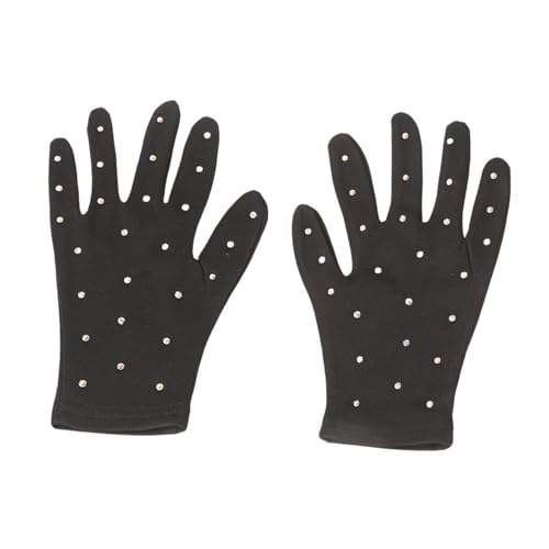 Garende Gloves for Ice Skating Practice with Rhinestone Accents, L Black
