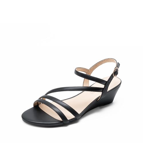 Image of DREAM PAIRS Strappy Wrapped Dressy Wedge Sandals, Comfortable Ankle Strap Open Toe Evening Dress Wedding Dance Summer Shoes