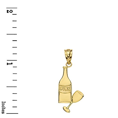 Solid 10k Yellow Gold Wine Bottle and Wine Glass Pendant Necklace3