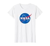Camiseta con Licencia de la NASA con Logotipo de la NASA, Idea de Regalo para fanáticos del Espacio Camiseta, Mujer, Blanco, M