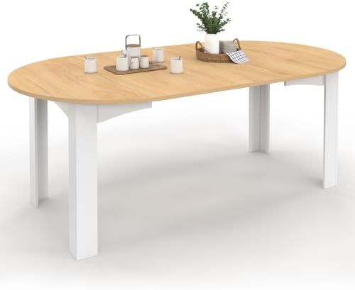 IDMarket - Mesa de comedor redonda extensible DONA 4-10 personas ...