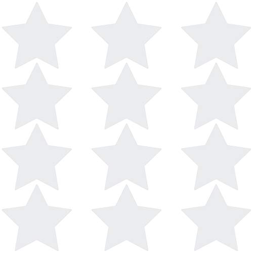 LiteMark Removable Matte Finish White 4 Inch Star Decal Stickers, for Floors, Ceilings, Walls, Laptops, and Smooth Surfaces, (Pack of 12 Stars)
