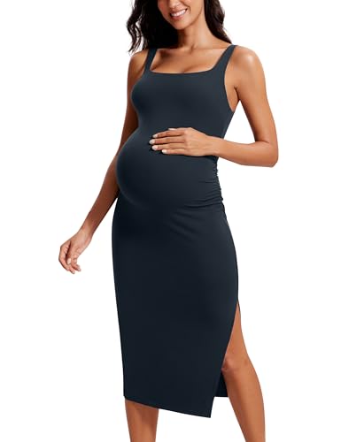 CRZ YOGA Mujeres Butterluxe Sin Mangas Maternidad Vestido Los Demás Embarazo Cuerpo Vestido True Navy 42