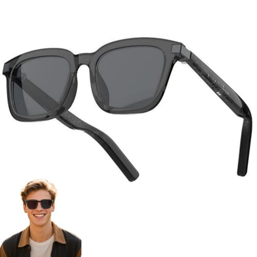 Smart Bluetooth Sunglasses for Men Women, Open-Ear Audio Smart Glasses for Outdoor Sports, Wear Detection Auto On/Off, Noise Reduction, Outdoor Mode, Touch & Slide Volume Control, UV400 Pola