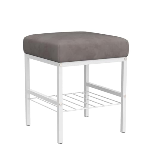 Cpintltr Multifunctional Vanity Stools Velvet Footstool Ottoman Shoe Changing Stool Makeup Stool Storage Stool Footrest Vanity Stool Small Footstool Pouf Ottoman Ottoman Stool for Makeup Room Grey