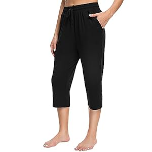 OLIKEME Women’s Yoga Capri Pants Loose Drawstring High Waisted Sweatpants Lounge Running Gym Short with Pockets