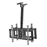 GUODDM Supporto da Soffitto per TV - Supporto TV A Soffitto con Rotazione A 360°, Inclinabile Altezza Regolabile, per TV da 39 A 80 Pollici, Staffa per TV