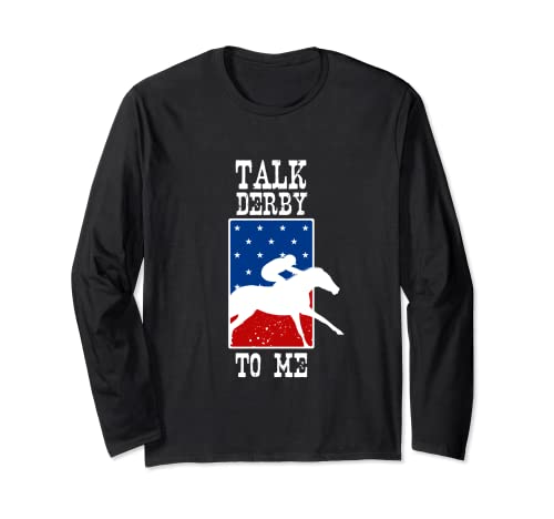 Talk Derby To Me Pride Horse Racing Riding USA Flag Manga Larga