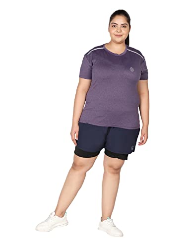 Image of CHKOKKO Sports Shorts for Women Running Gym Workout - Dry Fit Quick Dry Double Layer Inner Compression with Pockets | Breathable Lightweight Athletic Wear Above Knee Navy XL