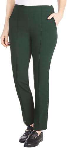 Hilary Radley Women's Ponte Pull-On Mid Rise Slim Leg Pants (Green, XXL)