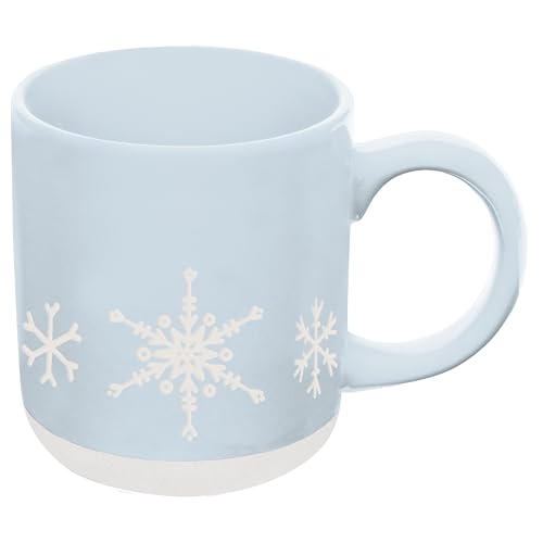 Sweet Water Decor Snowflake Coffee Mug, 14oz Stoneware Christmas Mug, Dishwasher & Microwave Safe, Large Holiday Winter Cup for Coffee, Tea & Hot Chocolate, Stocking Stuffer Gifts for Women