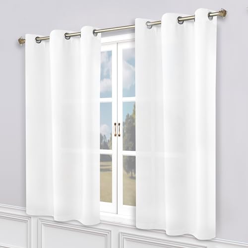 Superior Blackout Curtains, Room Darkening, Bedroom, Drapes, Kitchen, Living Room Window Accents, Sun Blocking, Thermal, 2 Pack, 8 Grommets, Solid Blackout Curtains, Set of 2, 52" x 63", Snow White