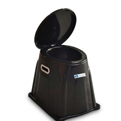 Image of Veayva Plastic Heavy Duty Portable Indian Toilet To Western Convertor | Toilet Stool | Black Colour Commode Chair