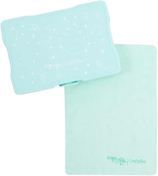 Craftelier - Shammy Stamp Cleaner and Organiser Box to Keep Your Stamps in Perfect Condition | Size Shammy 20 x 14,5 cm and Box 17 x 12 x 3 x 3 cm - Colour Mint with Constellations