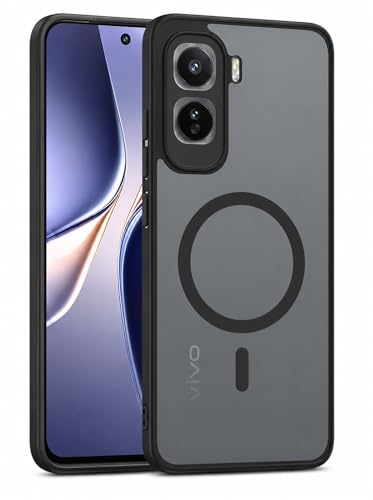Image of Back Cover for Vivo T5 Pro 5G, Smoke Matte PC Back + Side Soft TPU Bumper Shockproof Magnetic Support Mobile Back Case Cover (Vivo T5 Pro 5G)