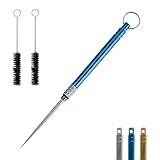 ヒートスティックピック 中折れ・つまり対策リムーバー Fasoul ファソウル対応 IQOS アイコス/アイコス2度吸い/イルマ/イルマワン/イルマPRIME/glo グロー/glo hyper/pro/hilo/PloomCUBE/Ploom AURA対応 ヒートスティック詰まり解消 専用クリーニングブラシ2本付 キーリング付き 携帯便利 ブルー