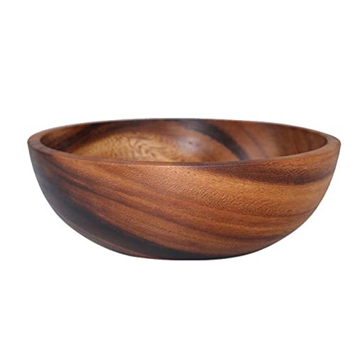HEMOTON Wooden Bowl Salad Bowl for Rice Soup Pasta Mixing Ice Cereal Snacks Serving Bowl Size XL, Assorted Colours, 24 x 7,5 cm