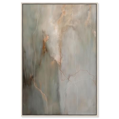 Art Remedy Fiery Traces I Canvas Minimalist Abstract, Silver Frame, 36" x 54" by Art Remedy - Used condition - US$230.63