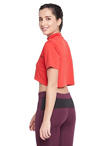 Image of Clovia Women's Comfort-Fit Active Crop Top - Yellow