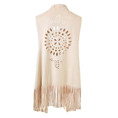 HGps8w Women's Faux Suede Fringed Shawls and Wraps, Hollow Stole Shrug Cape Scarf with Long Tassels for Evening Dresses3