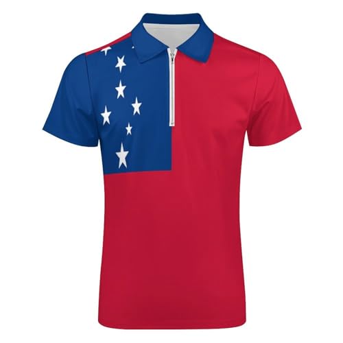 Polo imprimé étoiles géométriques rouge au style samoan unique