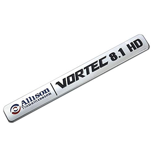 Image of Aimoll 1pcs Allison Transmission 8.1 Hd 8.1L Vortec Emblem Sticke Decals Badges Replacement for 2500Hd 3500Hd Gmc Silverado Sierra Truck (Chrome /Black)