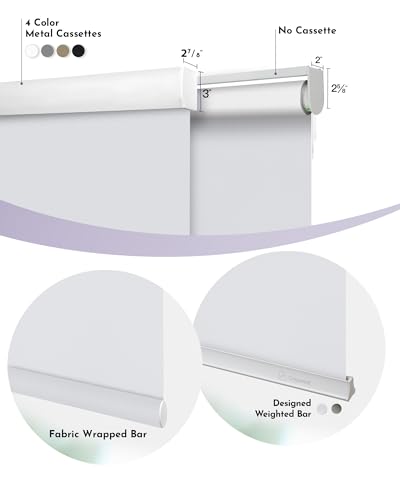 Graywind Motorized Roller Shade Blinds 100% Blackout Shades Cordless Waterproof Remote Control Window Automated Blinds with Valance Custom Size for Smart Home and Office, White