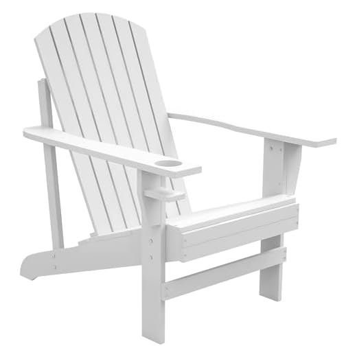 Outsunny Wooden Adirondack Chair, Outdoor Patio Lawn Chair with Cup Holder, Weather Resistant Lawn Furniture, Classic Lounge for Deck, Garden, Backyard, Fire Pit, White