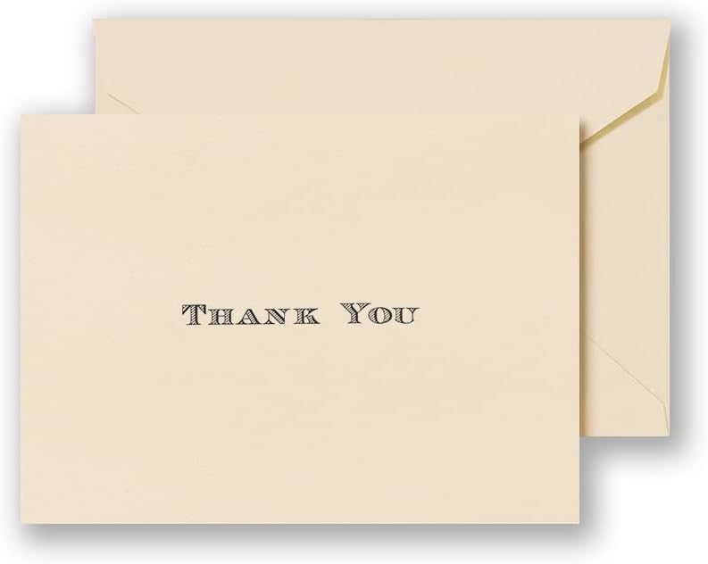 Crane & Co. Black Hand Engraved Thank You Note (CT1419)
