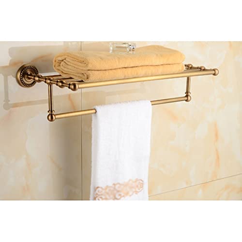 Rack de serviette de bain en laiton avec support mural de rangement - 4