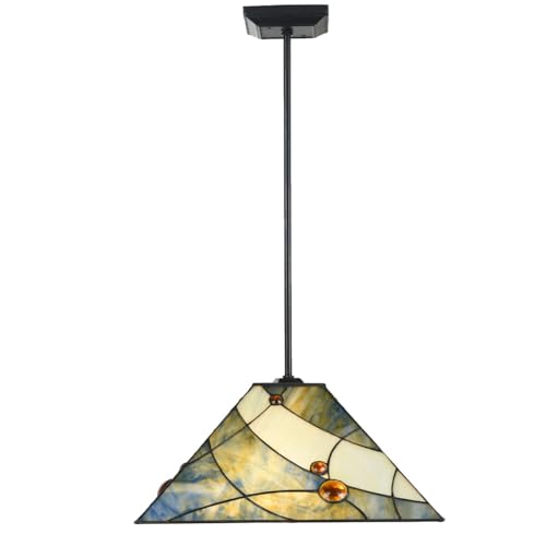 Lampe Suspendue Sky Blue en verre véritable style Tiffany Art Deco Trade