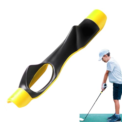 TokTech グリップトレーナー ゴルフ練習器具 ゴルフ練習用品 グレー/イエロー ゴルフ練習スイング器具 練習グリップ グリップ矯正 スイング矯正 トレーニング器具 スイング ゴルフトレーニング器具 室内練習 飛距離 素振り 簡単装着 初心者 [並行輸