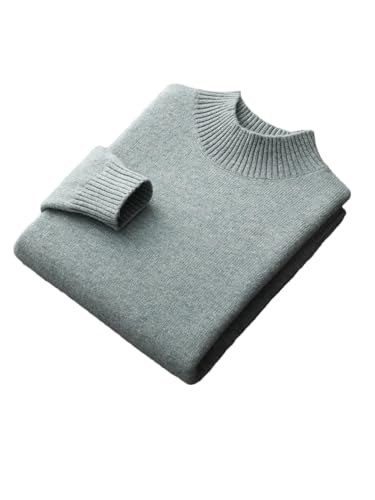 Men Sweater Mock Neck Long Sleeve Pullover Merino Wool Knitwear Tops